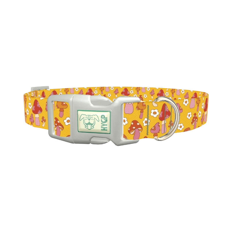 Mushroom Floral Dog Collar - plastic silver