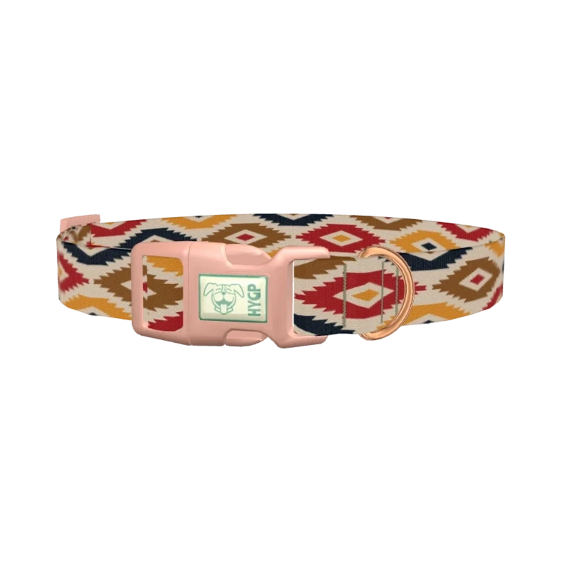 Tribal Rhombus Star Dog Collar - plastic rose gold