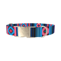 Geometric Star Stripe Dog Collar - metal silver
