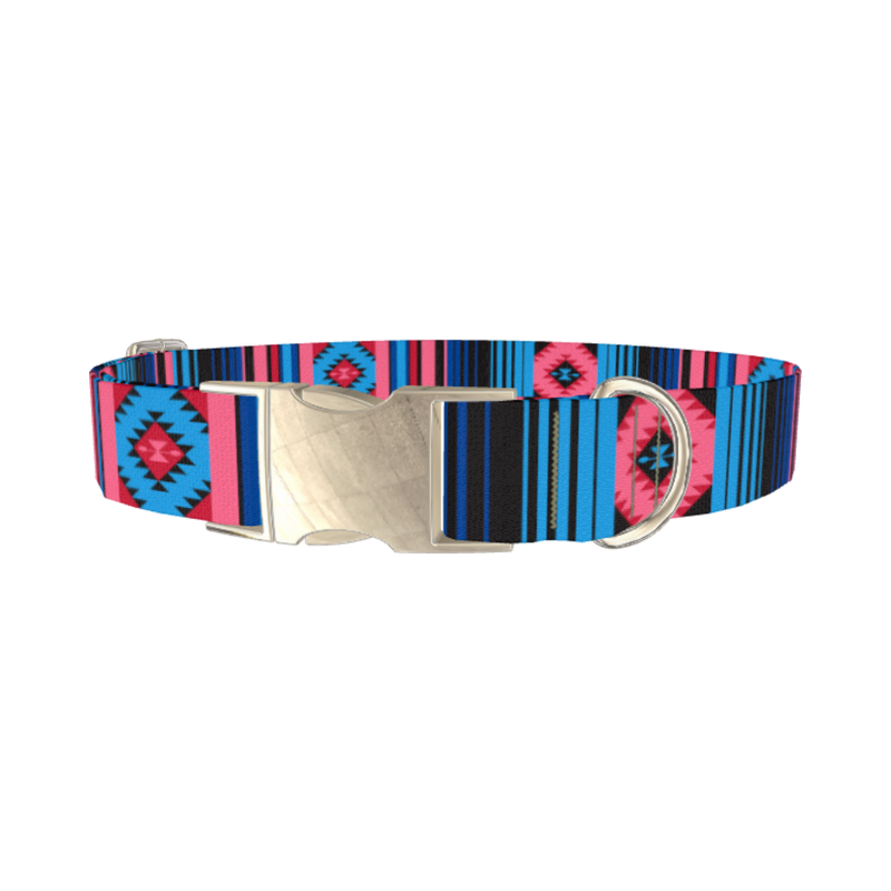 Geometric Star Stripe Dog Collar - metal silver