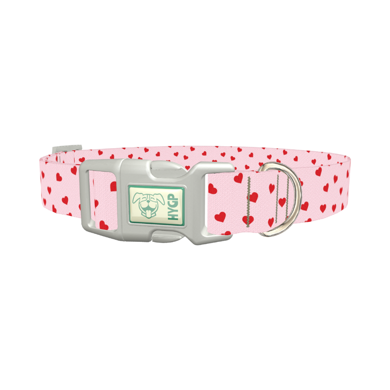 Red Heart Dog Collar - plastic silver