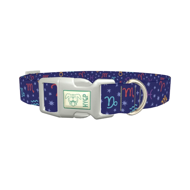 Zodiac Star Dog Collar - plastic silver