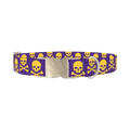 Halloween Skull Dog Collar - metal silver