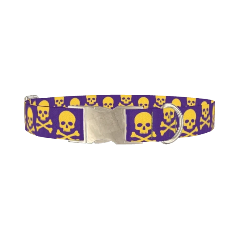 Halloween Skull Dog Collar - metal silver