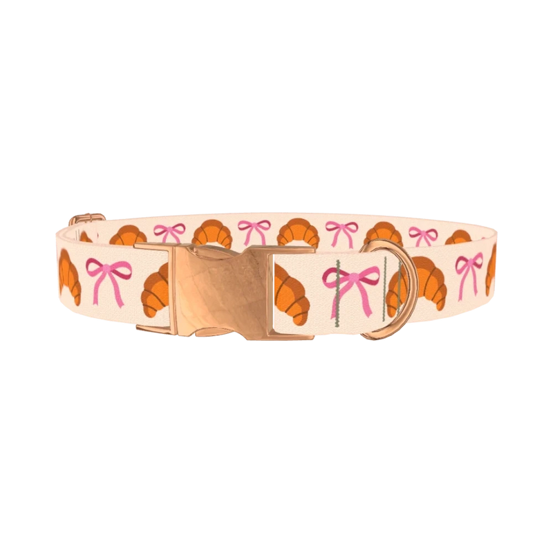 Croissant Bow Dog Collar - metal rose gold