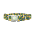 Tropical Banana Leaf Dog Collar - plastic silver