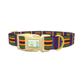 Azure Brown Green Stripe Dog Collar - plastic gold