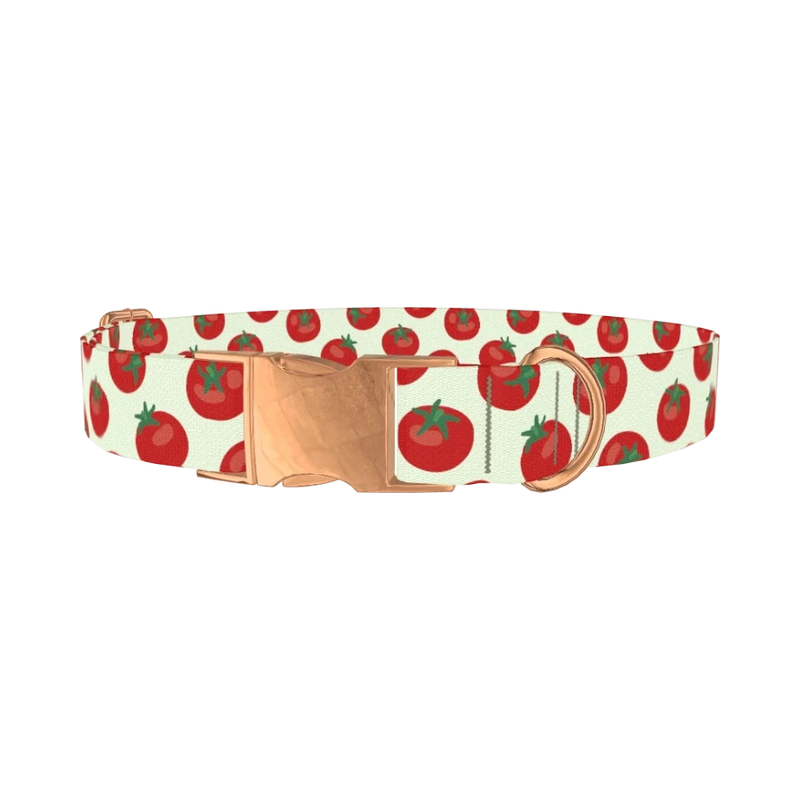 Tomato Pattern Dog Collar - metal rose gold
