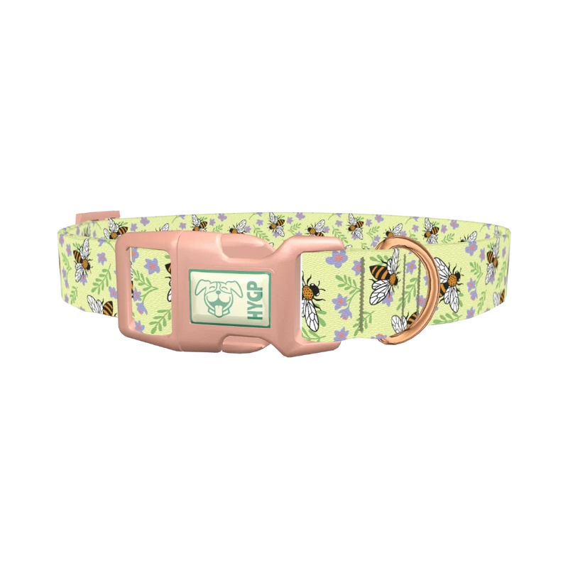 Floral Bee Dog Collar - plastic rose gold