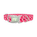 Geometric Red Heart Dog Collar - plastic silver