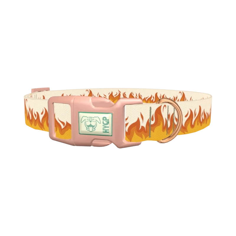 Fire Flame Dog Collar - plastic rose gold