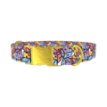 Colorful Dice Pattern Dog Collar - metal gold