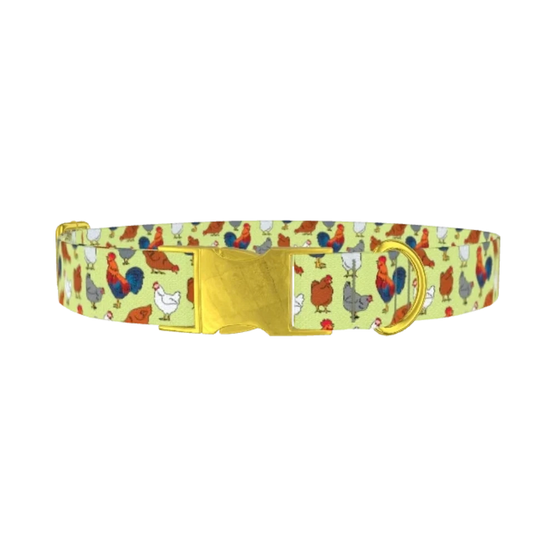 Chicken Rooster Dog Collar - metal gold