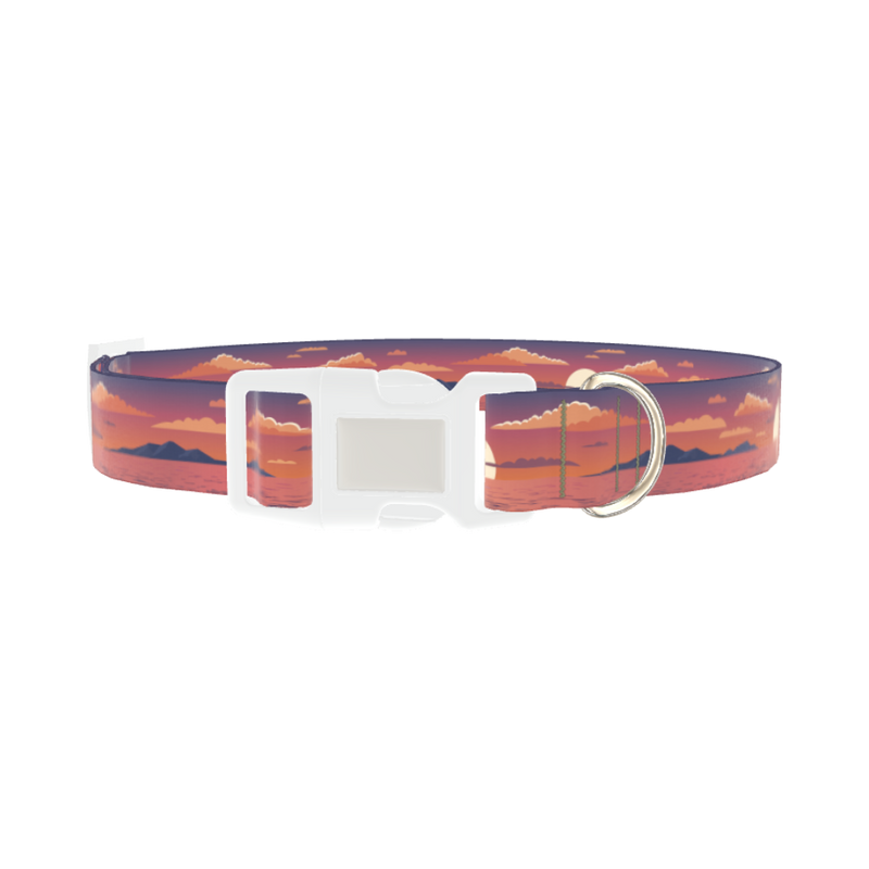 Sunset Ocean Dog Collar - plastic silver