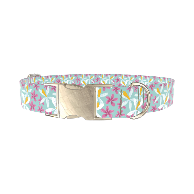 Tropical Orchid Dog Collar - metal gold