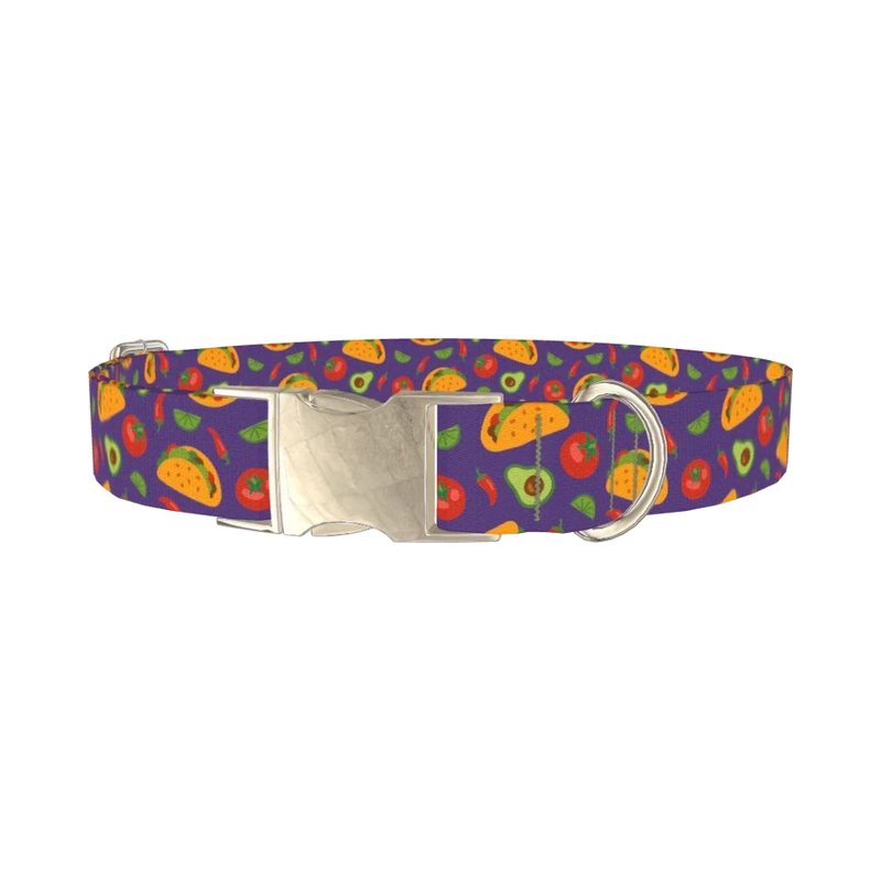 Taco Fiesta Dog Collar - metal silver