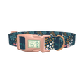Navy Floral Garden Dog Collar - plastic rose gold