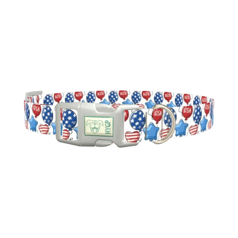 Patriotic Balloon Dog Collar - plastic silver