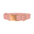 Pink Cheetah Dog Collar - metal rose gold