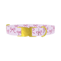 Pink Bow Design Dog Collar - metal gold