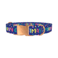 Christmas Stars Dog Collar - metal rose gold