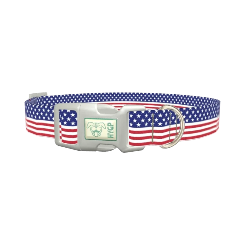 Patriotic Stars Dog Collar - plastic silver