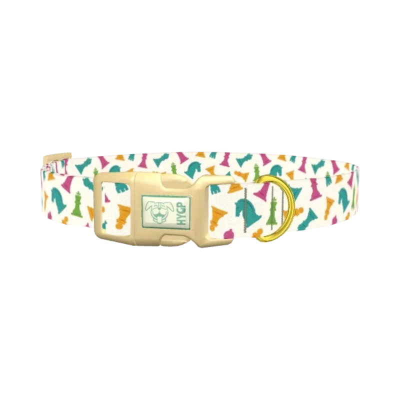 Colorful Chess Dog Collar - plastic gold