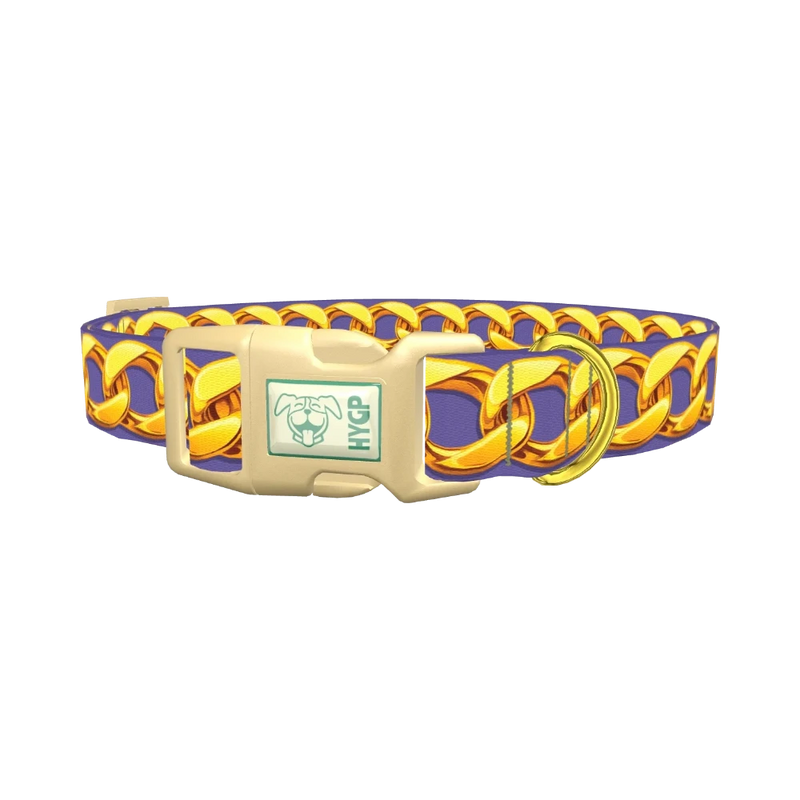 Golden Chain Lilac Dog Collar - plastic gold