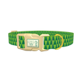 Green Christmas Tree Pattern Dog Collar - plastic gold
