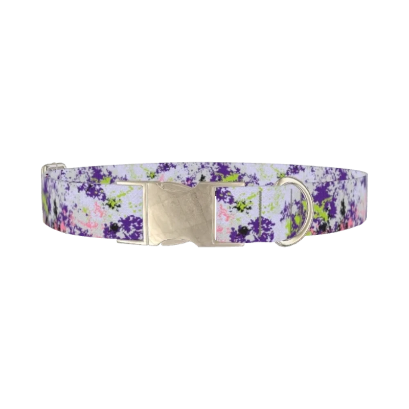 Abstract Splatter Dog Collar - metal silver