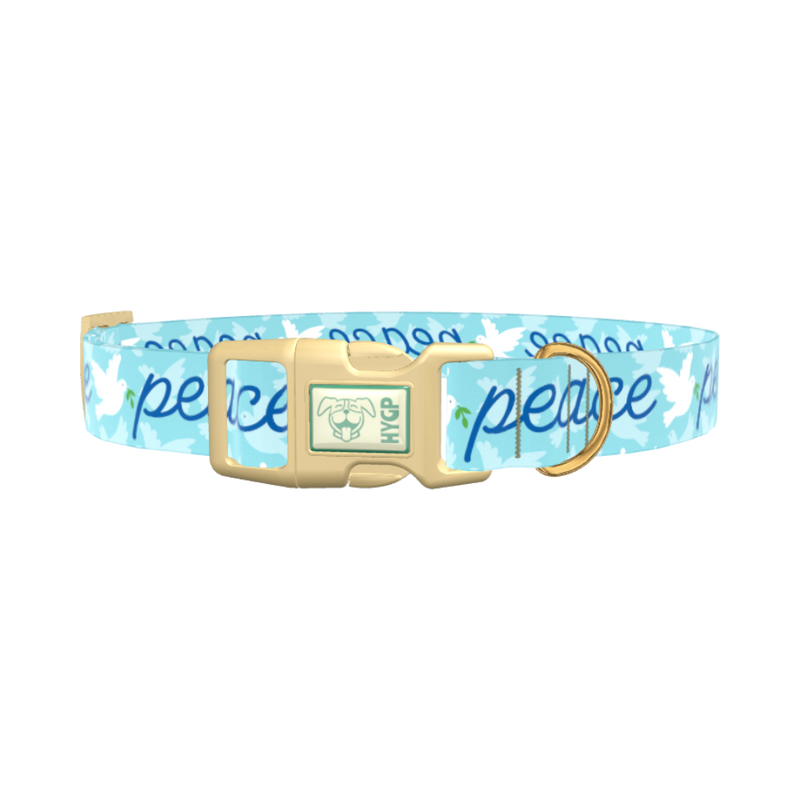 Peace Dove Dog Collar - plastic silver