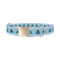 Blue Knitted Christmas Tree Dog Collar - metal silver