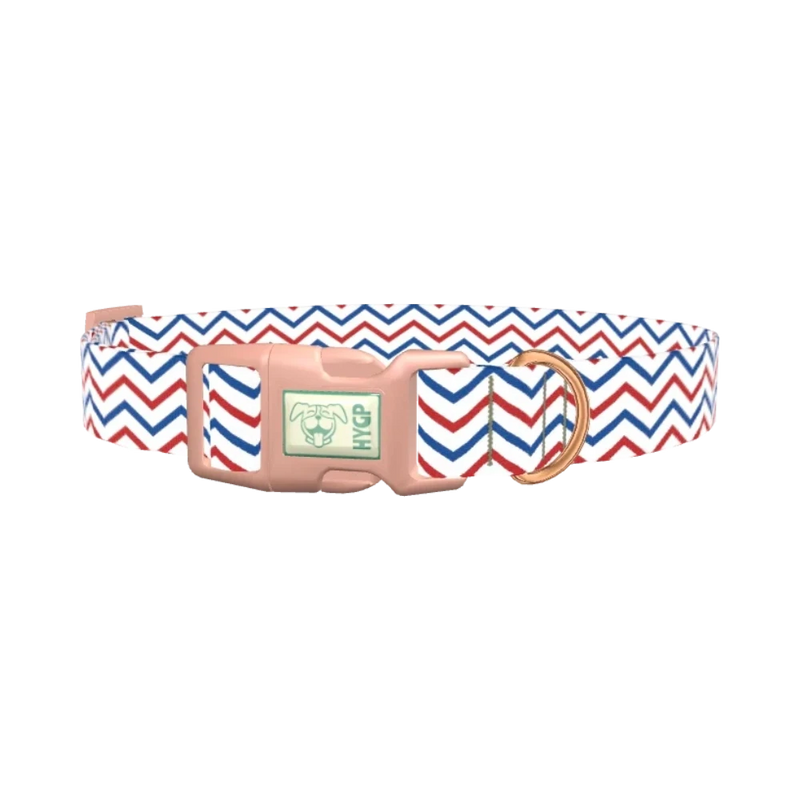 Patriotic Chevron Dog Collar - plastic rose gold