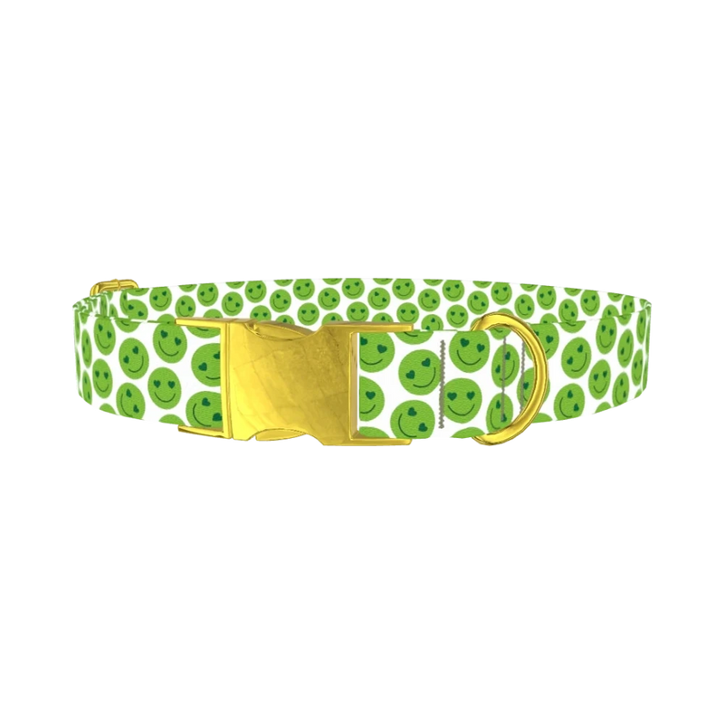Smiley Face Dog Collar - metal gold