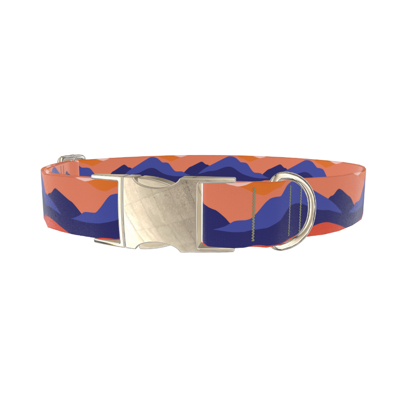 Abstract Mountain Dog Collar - metal silver