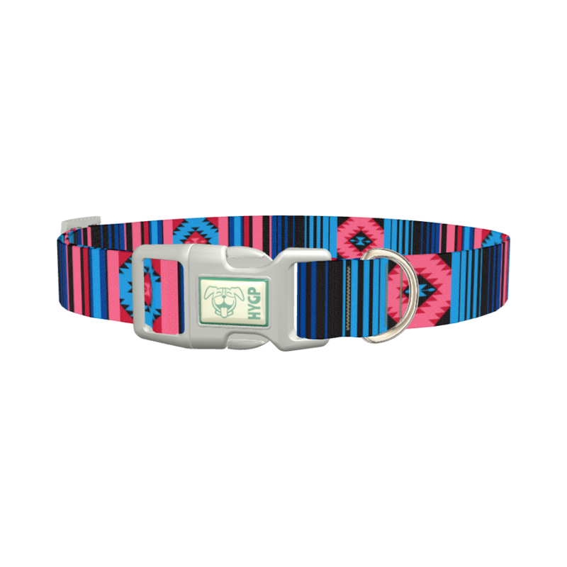 Geometric Star Stripe Dog Collar - plastic silver