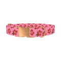 Pink Hibiscus Floral Dog Collar - metal rose gold