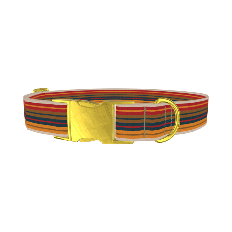 Autumn Stripes Dog Collar - metal gold