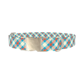 Orange Blue Checkered Dog Collar - metal silver