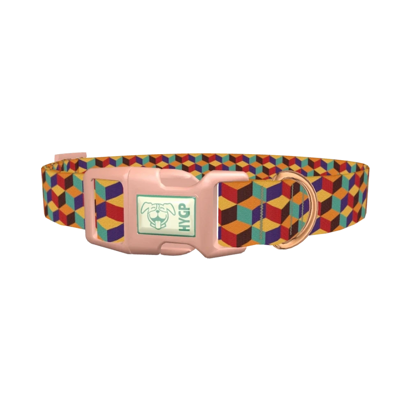 Geometric Cube Dog Collar - plastic rose gold