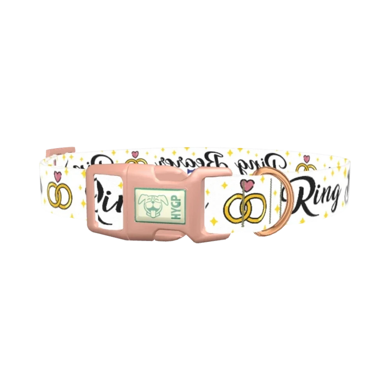 Wedding Ring Dog Collar - plastic rose gold