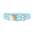 Sky Blue Butterfly Dog Collar - metal silver