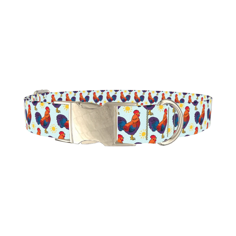 Rooster Sun Dog Collar - metal silver