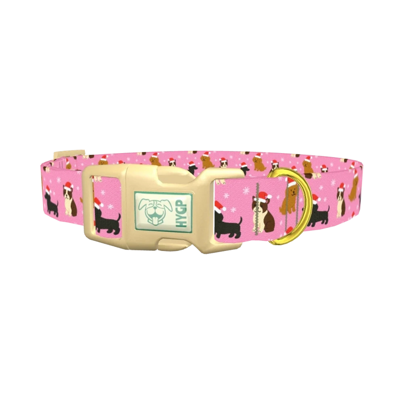 Christmas Dogs Dog Collar - plastic gold