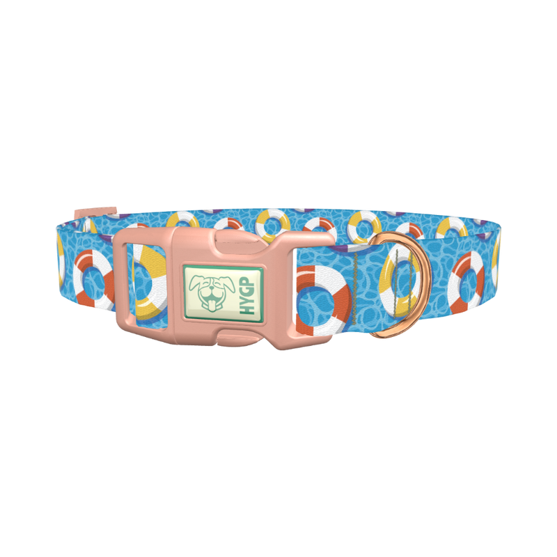 Summer Pool Dog Collar - plastic rose gold