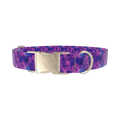 Purple Tie-Dye Dog Collar - metal gold
