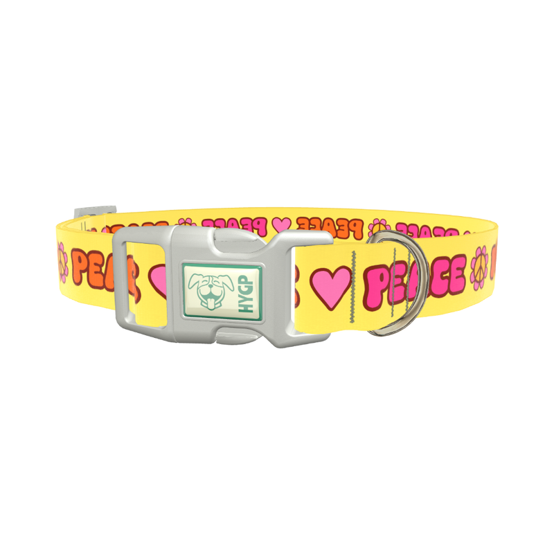Peace Hippie Dog Collar - plastic rose gold