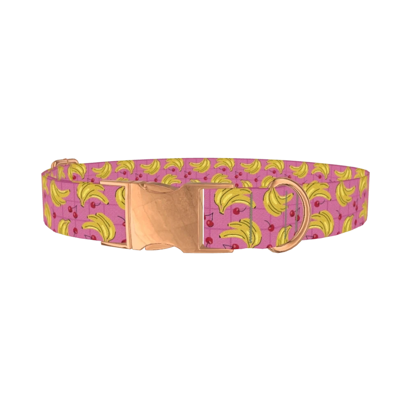Banana Cherry Dog Collar - metal rose gold