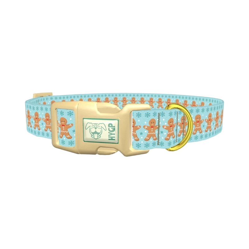 Gingerbread Snowflake Dog Collar - plastic gold
