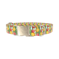 Red Yellow Tulip Dog Collar - metal silver